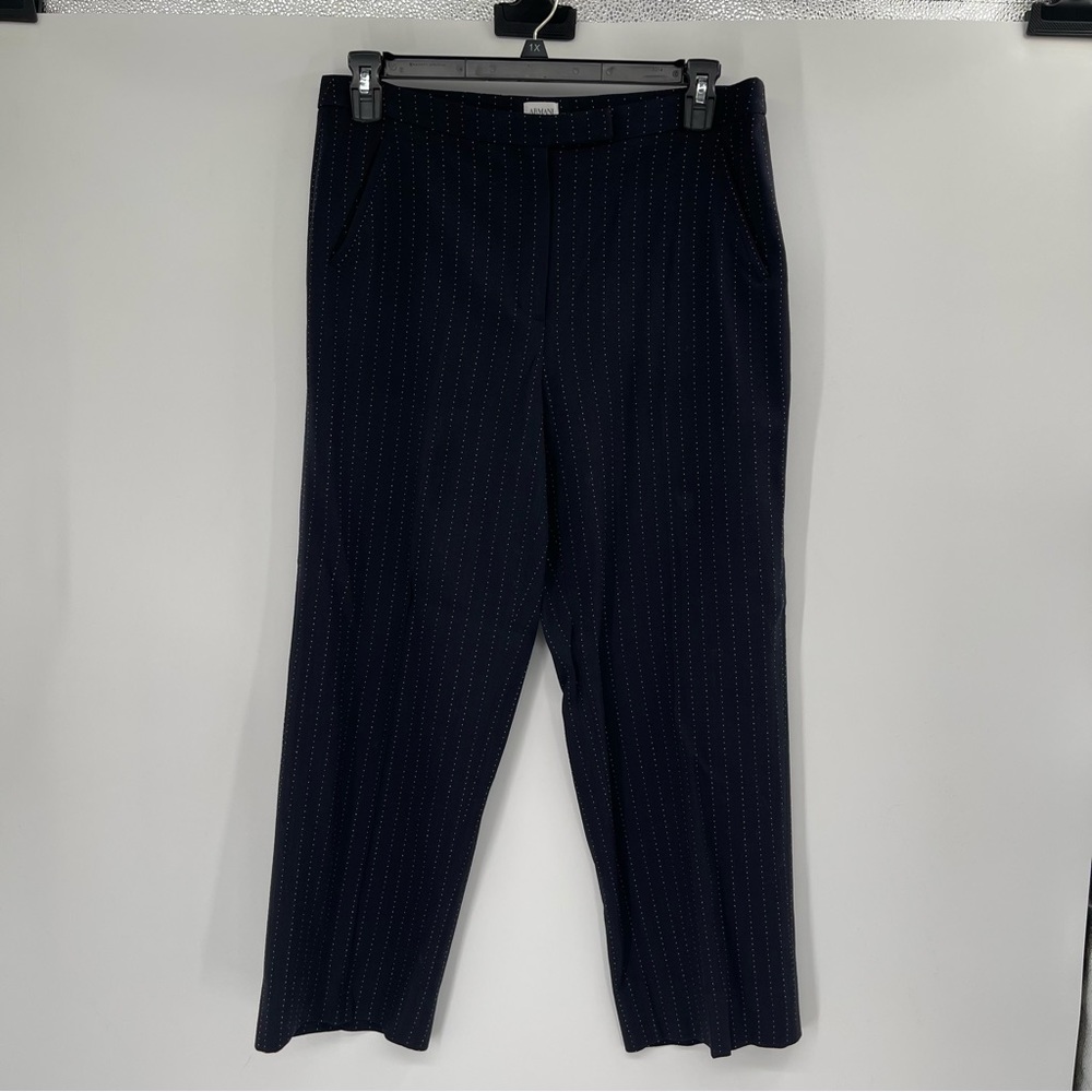 Armani Collezioni Wool Blend Dotted Pinstripe Dress Pants Trousers